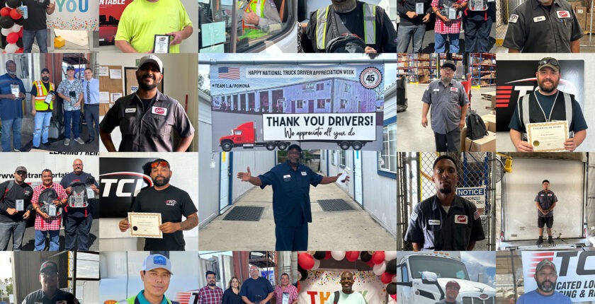 Grid of a wide variety of TCI truck drivers being awarded, acknowledged, and appreciated.