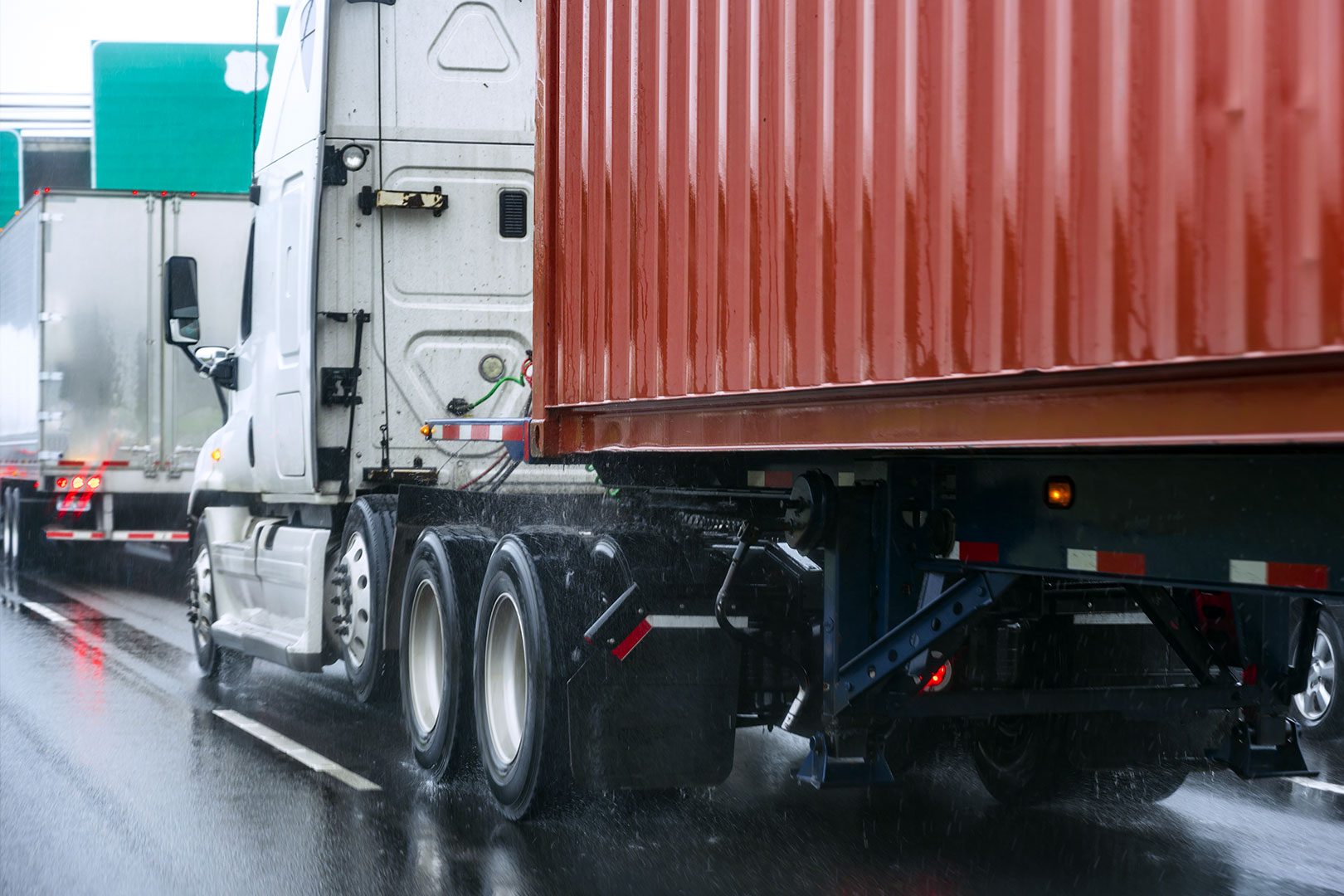 Truck on highway pulling cargo